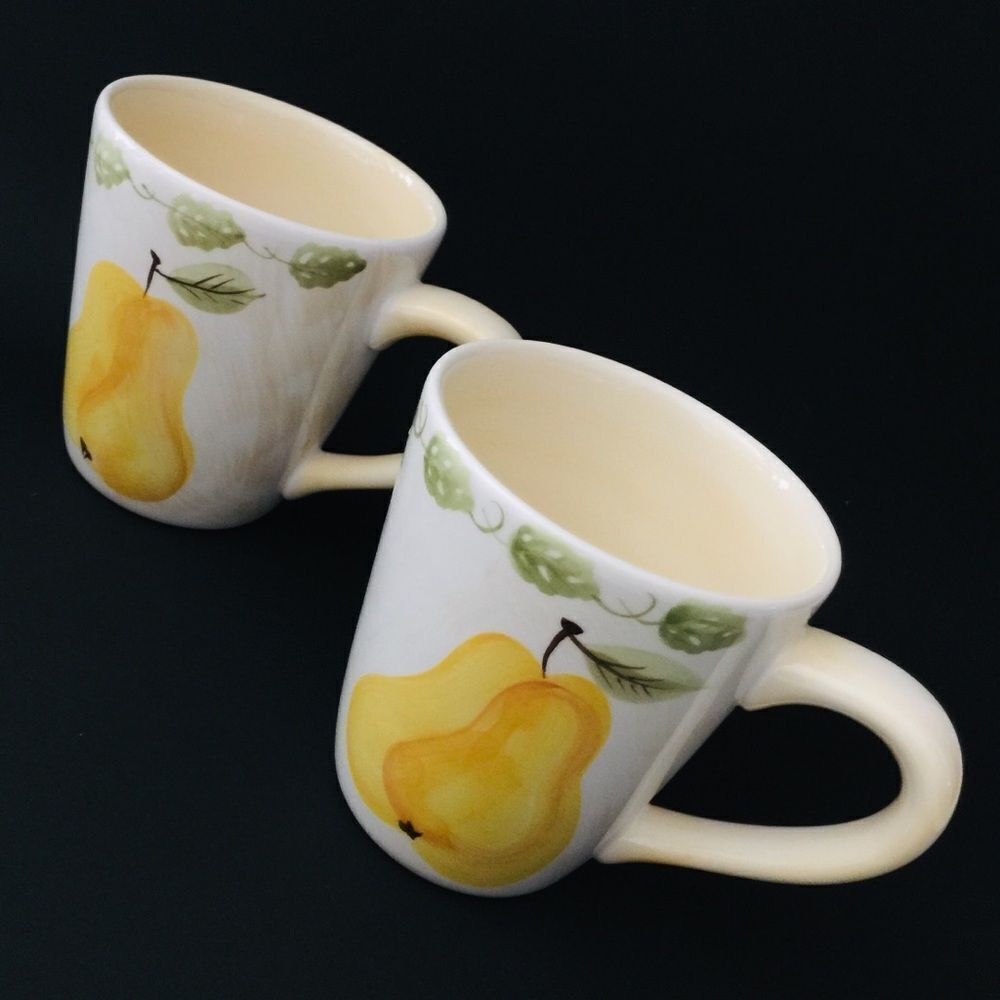 2 Epoch Frutta Pear Coffee Tea Mug Cup Hand Painted